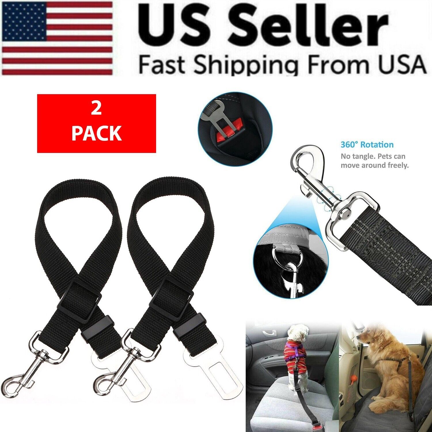 Furella Dog Seat-Belt Restraint (2-Pack)